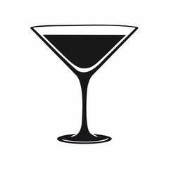 Martini glass silhouette. This image depicts a sleek black silhouette of a martini glass with a refined and classic design. Vector illustration black clipart design.