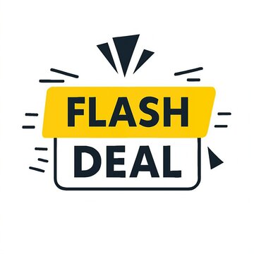 Eye catching yellow and black flash deal announcement with bold text for limited time sales and promotions