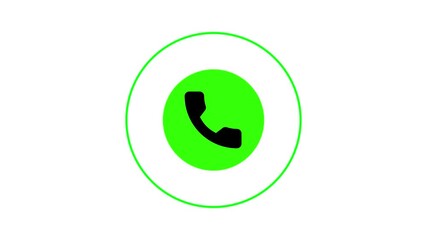 Animated graphic of a green telephone call icon on white background