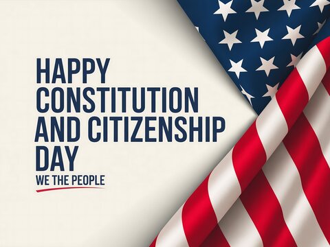 Celebrate constitution and citizenship day with the american flag and we the people