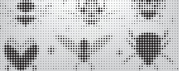 Abstract grunge grid polka dot halftone background pattern. Spotted black and white vector line illustration