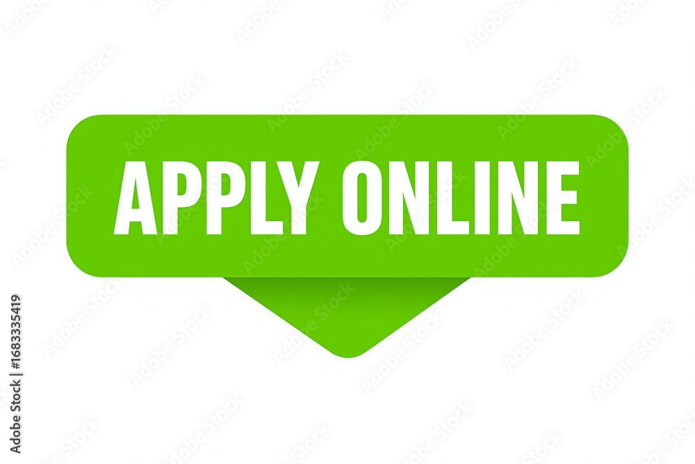 Aufkleber bright green button with the words apply online in white text symbolizing digital application proces