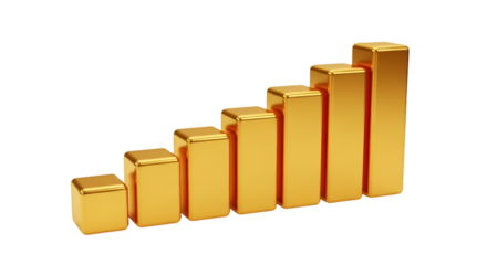 Gold Bar Graph Illustrating Increasing Trend.