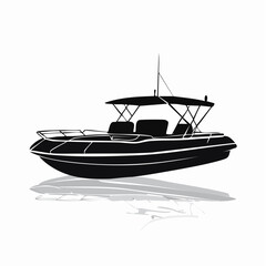 Pontoon boat silhouette. This image shows a pontoon boat in silhouette form, highlighting its structure and design as a floating leisure watercraft. Vector clipart illustration design. © 3okaad_Vectors