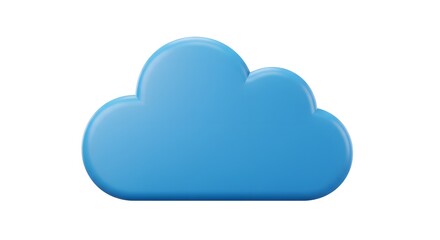 A single, inviting, blue cloud shape with a smooth and rounded design. The cloud is isolated and rendered to have a clean and modern look.