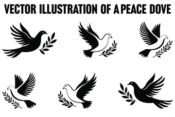 Obraz premium Peace Dove Silhouette Vector Bundle