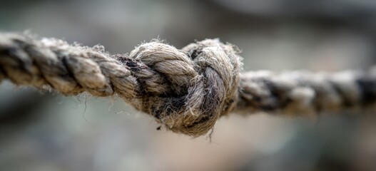 Close-up of a knot in a weathered rope