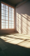 Empty room with sunlight and shadows