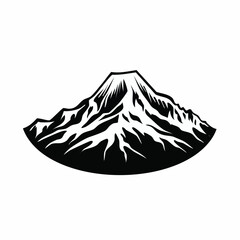 Mount Rainier silhouette. This image showcases a bold black outline of Mount Rainier with sharp peaks and rugged contours. Vector black clipart illustration design.