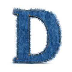 Textured D: A detailed representation of the letter D formed from denim, showcasing the intricate textures and stitch work. Ideal for design projects.