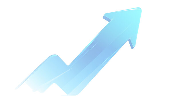 Glossy blue 3D arrow pointing up