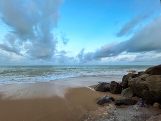 The seashore in Thailand. Khao Lak Island. The sea with rocks in the foreground