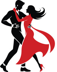 vector Art & Illustration silhouette of a couple dancing