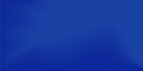Pola halftone biru. Latar belakang gradien komik retro. Hamparan tekstur titik piksel biru cerah. Pola gradien pudar seni pop kartun. Latar belakang vektor untuk poster, spanduk, dan iklan.