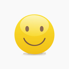 Fototapeta premium Gelber Smiley mit fröhlichem Gesicht, minimalistisches Vektor-Design, Symbol für Freude, Glück und Positivität.