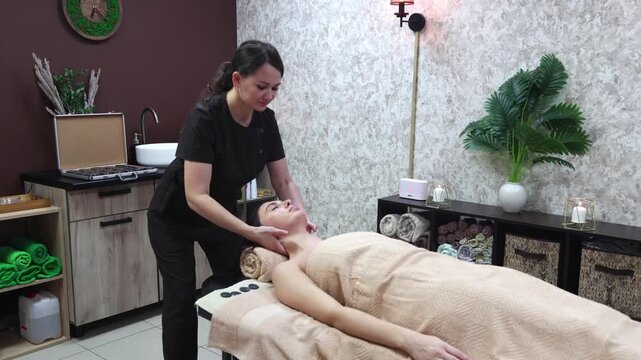 Massage parlor where procedures are carried out using hot stones Basalt.