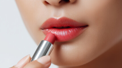 口紅を塗る女性の写真