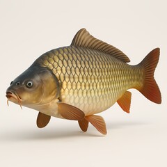 Fototapeta premium 3d river fish, High quality 3D image of carp fish. 