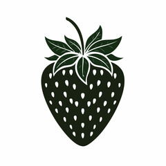 Strawberry silhouette. This image showcases a black silhouette of a strawberry with its signature shape, representing fresh fruit and organic botanical design. Vector clipart illustration design.