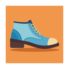 Light blue lace-up boot with yellow laces shoe footwear