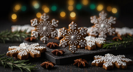 Snowflake Gingerbread Cookies with Cinnamon and Anise