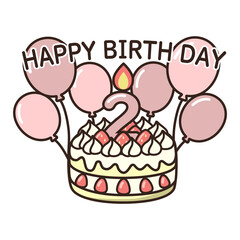 誕生日ケーキ　ピンク0-9