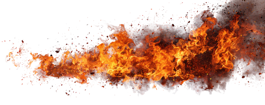 Fiery explosion, with flames and smoke erupting