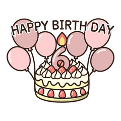 誕生日ケーキ　ピンク0-9