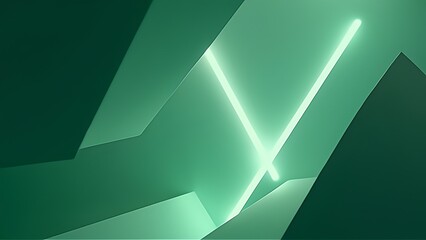 Abstract futuristic background with glowing neon green light beams crossing sharp geometric shapes in darkness. Dynamic tech-inspired scene ideal for sci-fi, digital art, or cyberpunk aesthetics.
