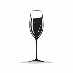 Champagne flute silhouette. This image shows a black silhouette of a champagne flute with a simple and elegant design. Vector illustration black clipart design.