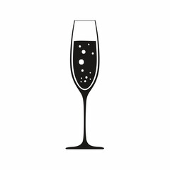 Champagne flute silhouette. This image shows a black silhouette of a champagne flute with a simple and elegant design. Vector illustration black clipart design.
