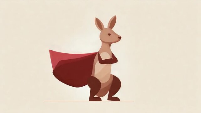 Kangaroo with red cape illustration