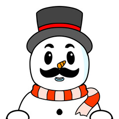 snowman character closeup illustration hand drawn isolated vector
