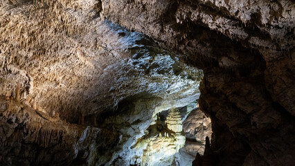 Demanovska Cave Of Liberty In Low Tatras Slovakia With Stalactites Stalagmites And Underground Waterfall Lake Most Visited Cave In Slovakia Natural Limestone Formations