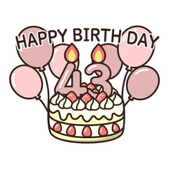 誕生日ケーキ　ピンク40-49