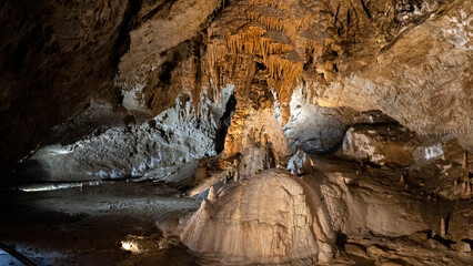 Demanovska Cave Of Liberty In Low Tatras Slovakia With Stalactites Stalagmites And Underground Waterfall Lake Most Visited Cave In Slovakia Natural Limestone Formations
