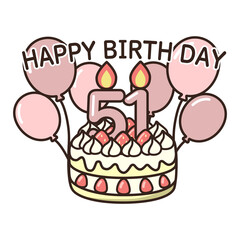 誕生日ケーキ　ピンク50-59