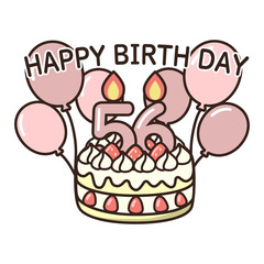 誕生日ケーキ　ピンク50-59
