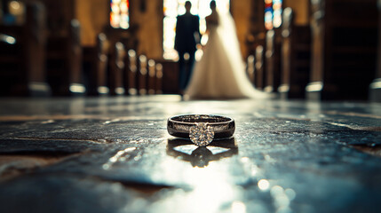 AI generator images of wedding ring church wedding, christian wedding ceremony