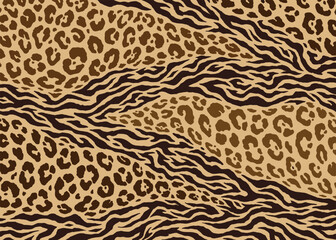 Animal Skin hybrid pattern design. Animal print vector illustration background. Wildlife fur skin design illustration for web, home decor, fashion, surface, graphic design