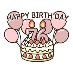 誕生日ケーキ　ピンク70-79