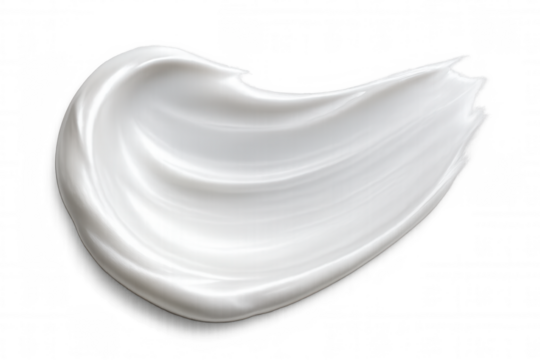 Cosmetic cream forming heart-shaped smear, symbolizing skincare love and gentle wellness on transparent surface