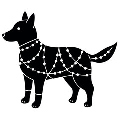 Festive Dog Silhouette Adorned with Lights Holiday Cheer and Charm
