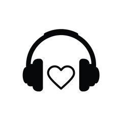 Black headphones heart icon love music