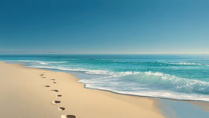 Fototapeta premium Footprints on a sunny beach