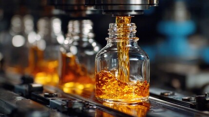 Production process of golden liquid filling in glass bottles