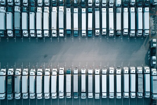 Aerial view of a large truck parking lot