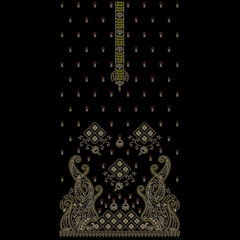 All over asian indian mughal artwork embroidery design flowers motifs leafs leaves ornaments for digital print on fabric.	