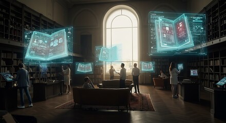 Holographic books in library