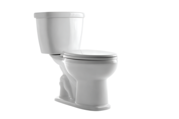 Clean, white toilet isolated on a transparent background.
